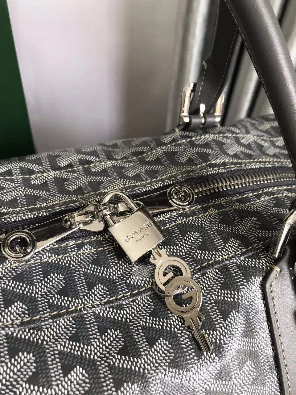 Goyard Grey Goyardine Boston Bag - Hình 6