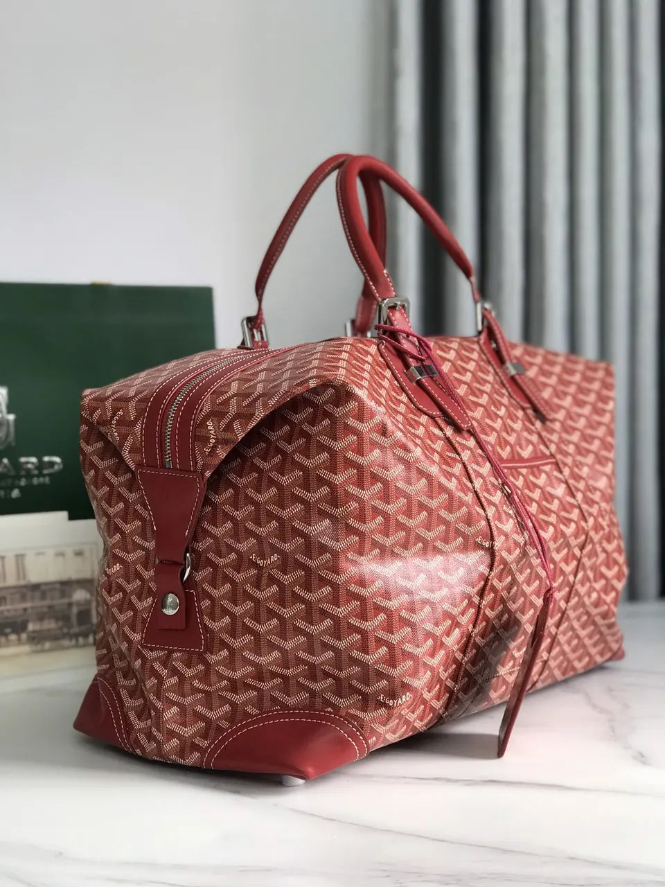 Goyard Red Voyage Duffle - Hình 3