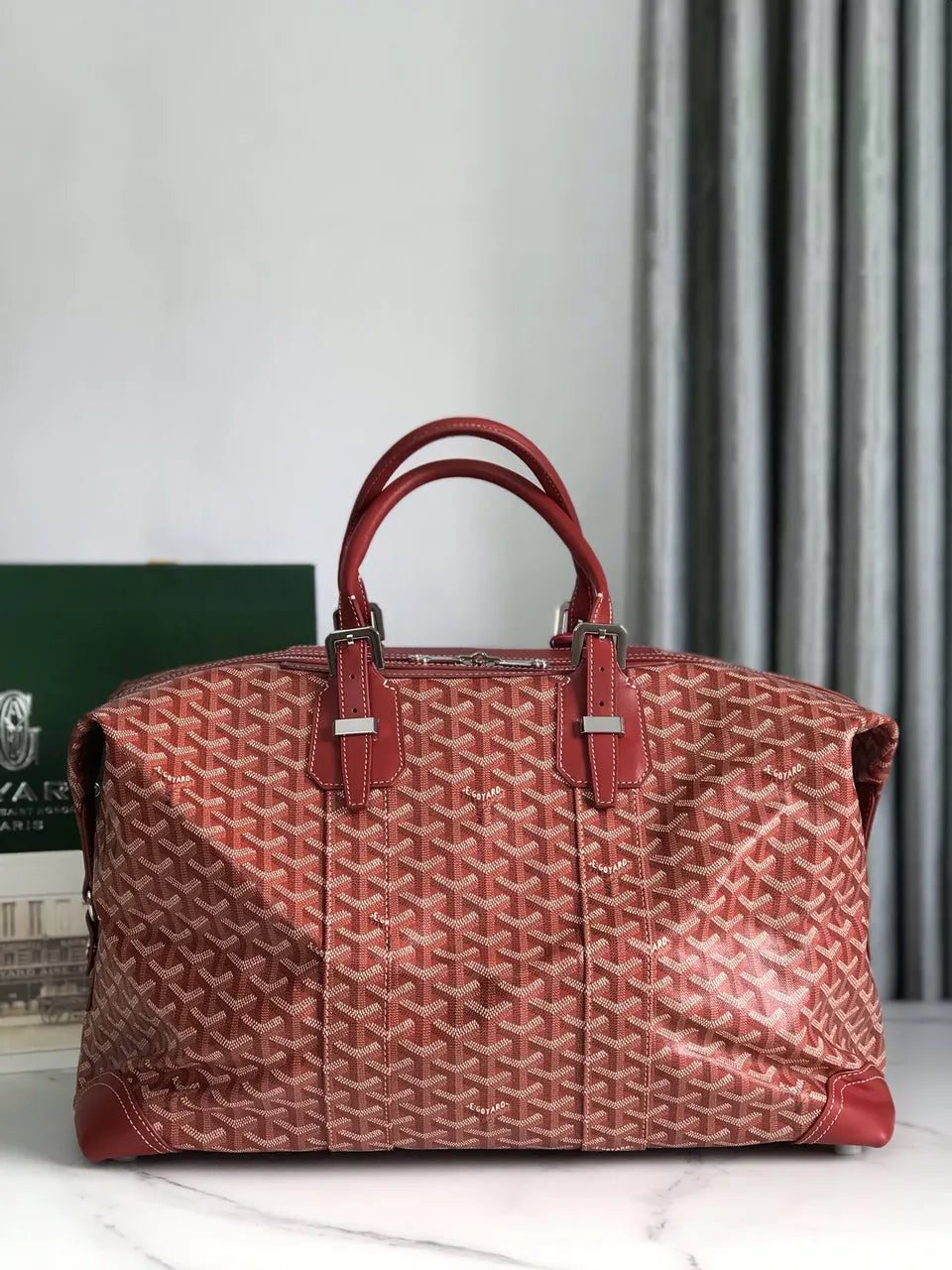 Goyard Red Voyage Duffle - Hình 4