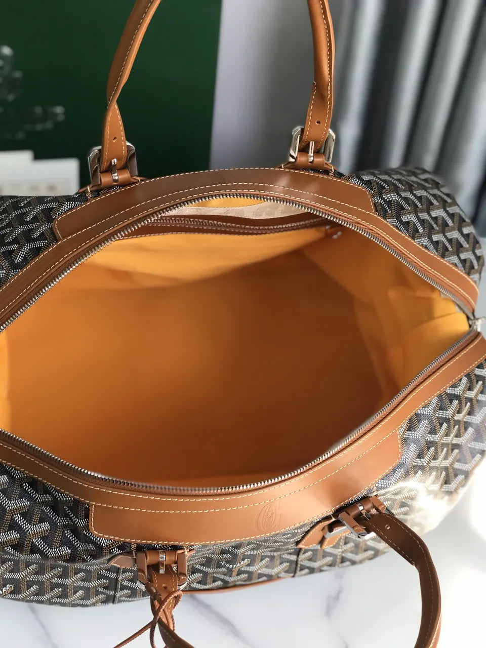 Goyard Brown Leather Duffle Bag - Hình 8
