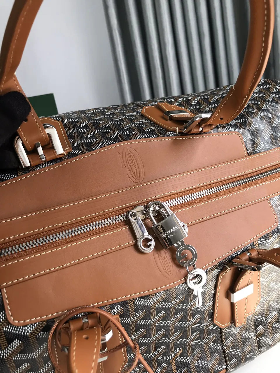 Goyard Brown Leather Duffle Bag - Hình 6