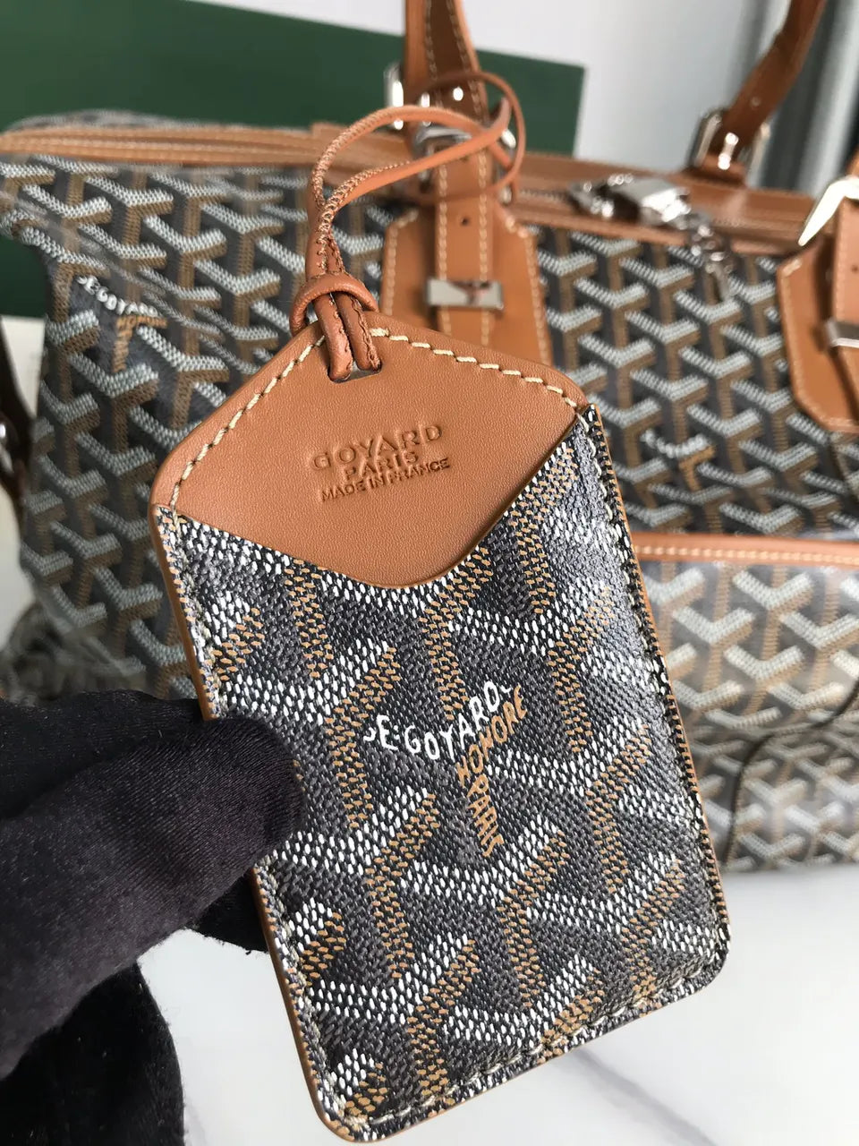 Goyard Brown Leather Duffle Bag - Hình 7