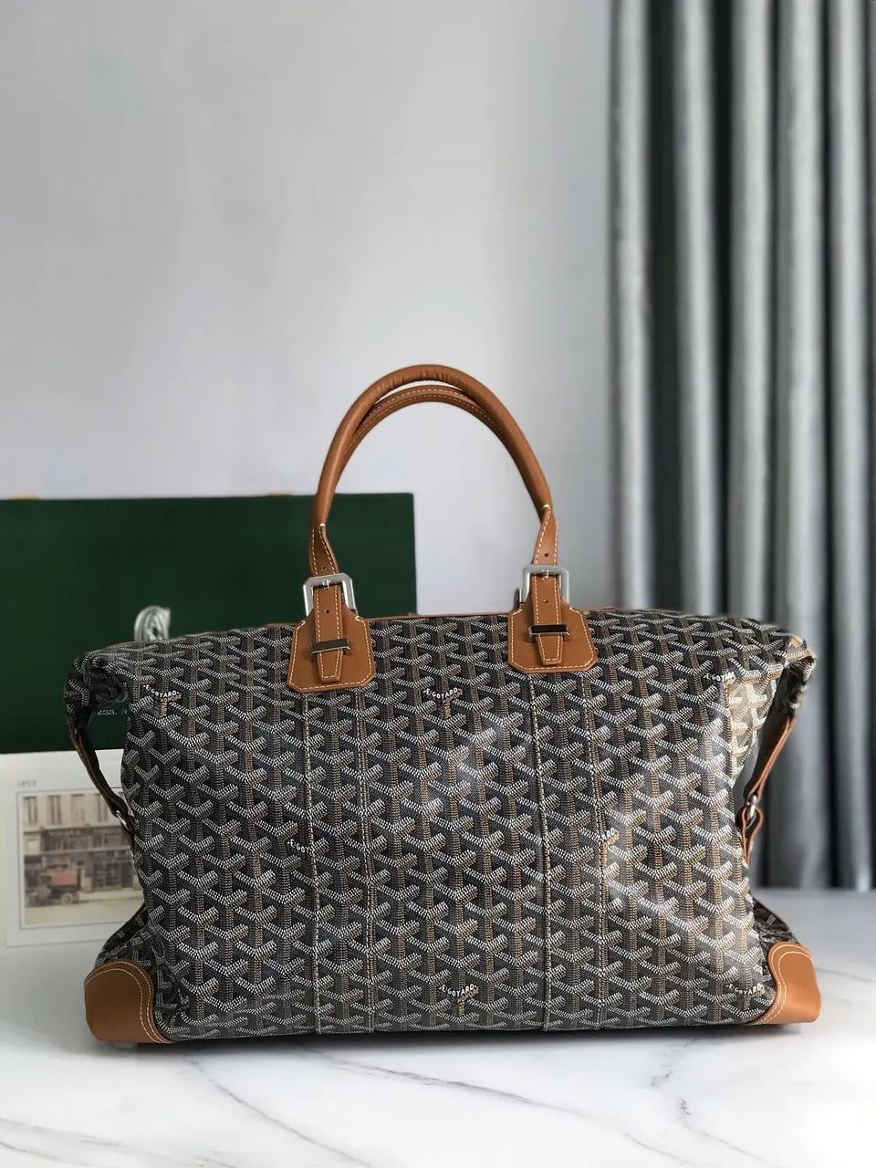 Goyard Brown Leather Duffle Bag - Hình 4