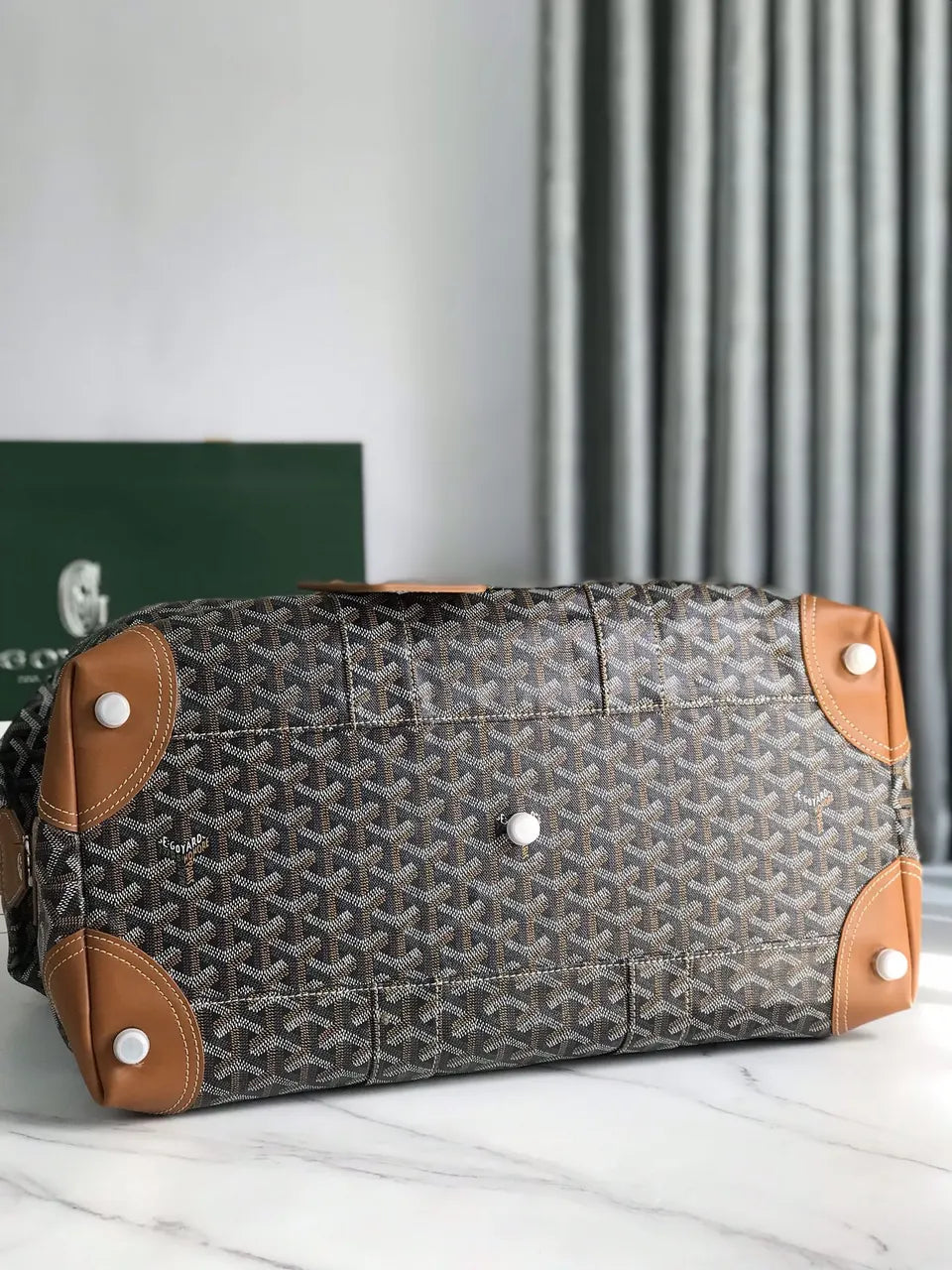 Goyard Brown Leather Duffle Bag - Hình 5