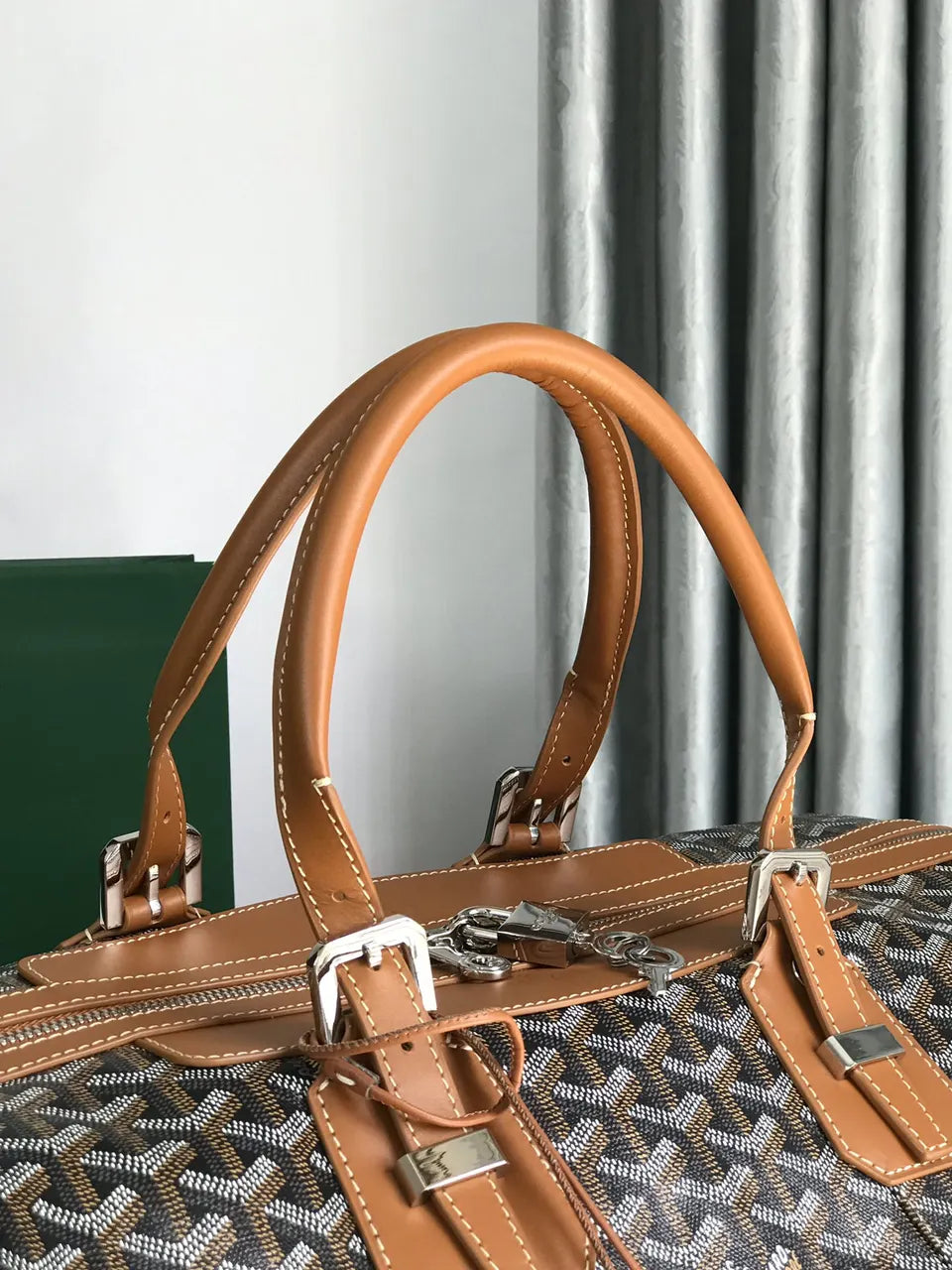 Goyard Brown Leather Duffle Bag - Hình 3