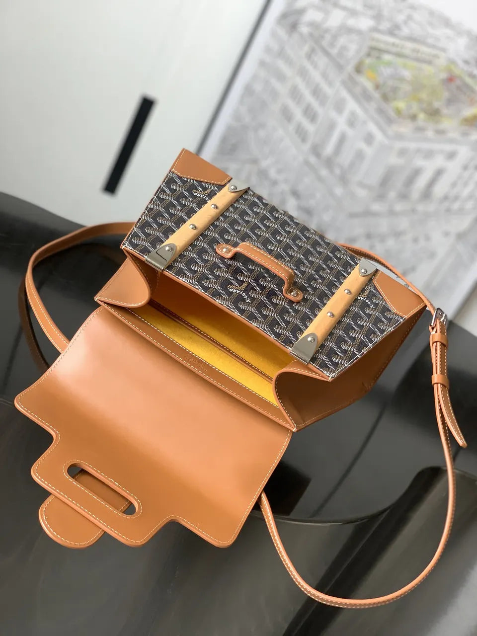 Goyard Tan Saigon Structure Bag - Hình 6