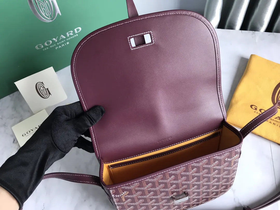 Goyard Plum Burgundy Saddle Bag - Hình 9
