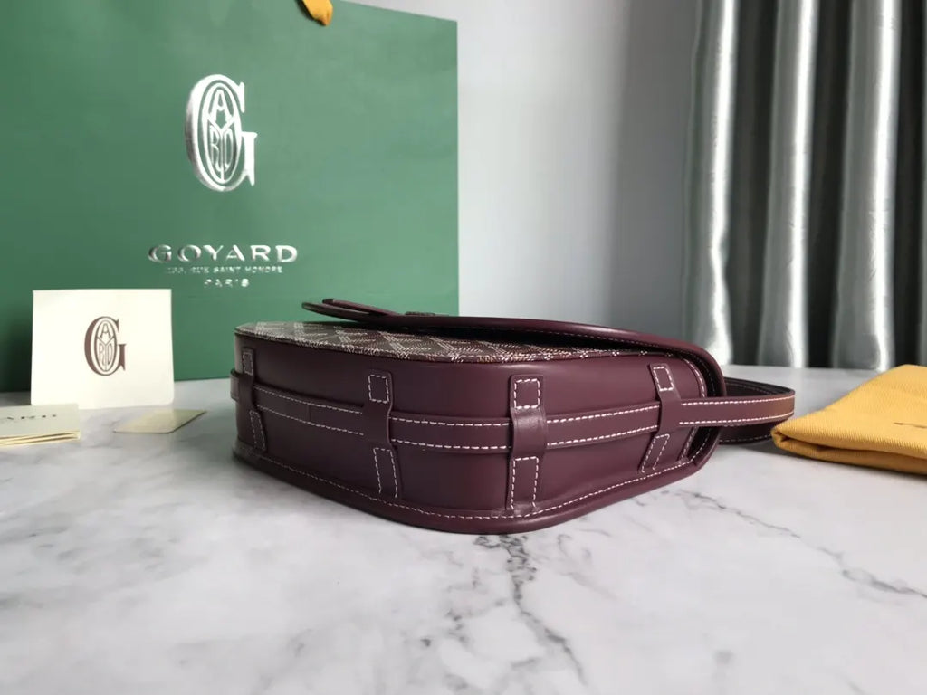 Goyard Plum Burgundy Saddle Bag - Hình 4
