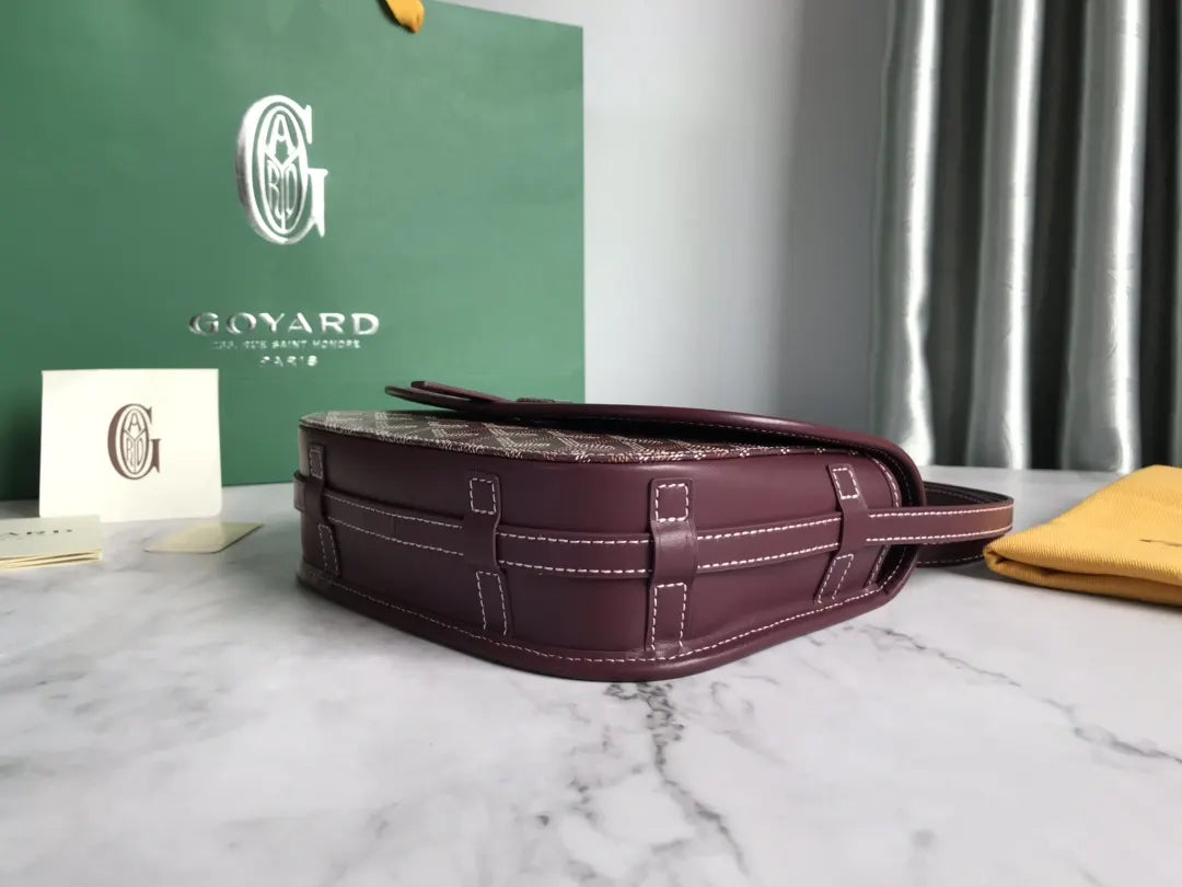 Goyard Plum Burgundy Saddle Bag - Hình 4