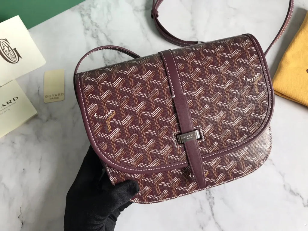 Goyard Plum Burgundy Saddle Bag - Hình 5