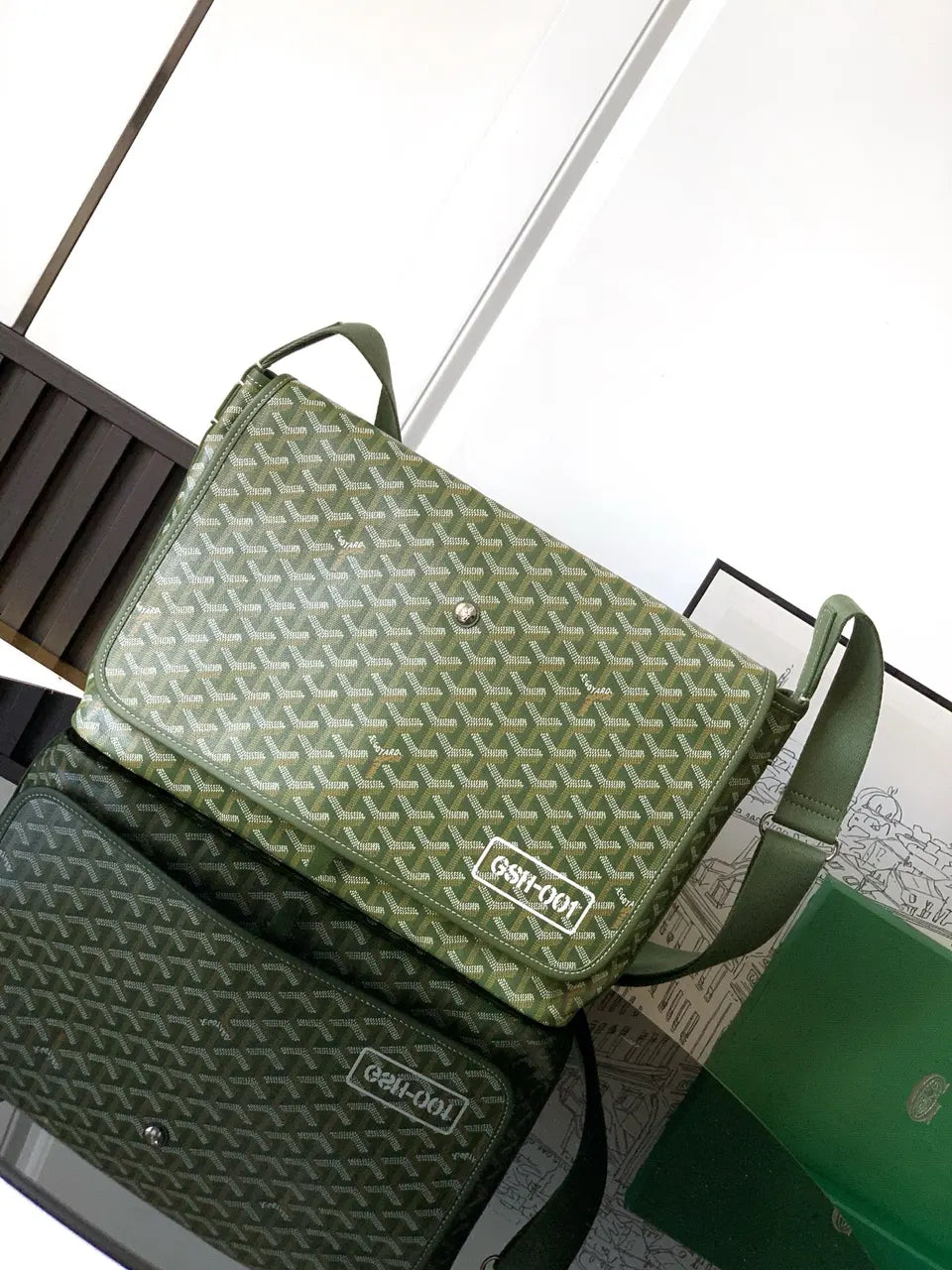 Goyard Olive Green Postman Bag