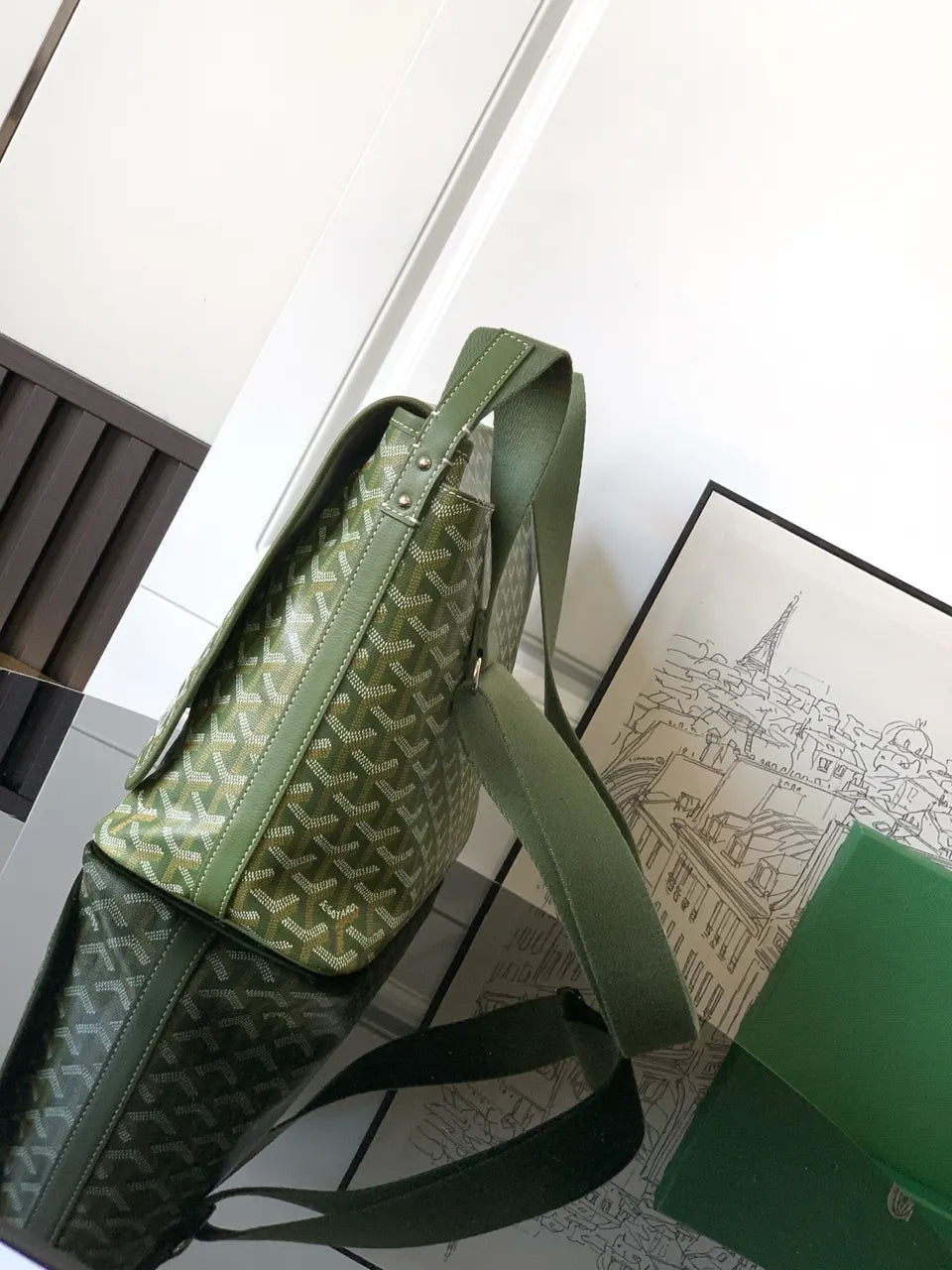 Goyard Olive Green Postman Bag - Hình 2