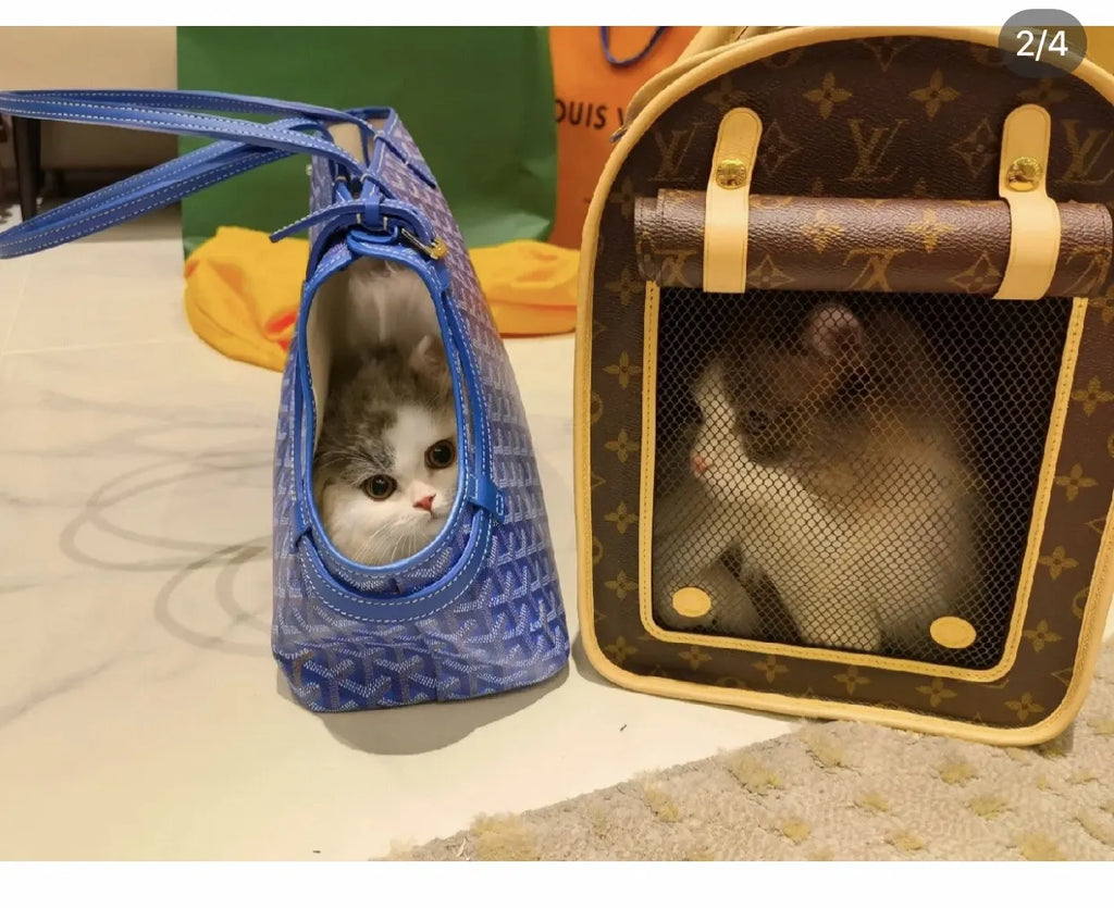 designer Goyard Blue Pet Carrier Tote - Hình 2