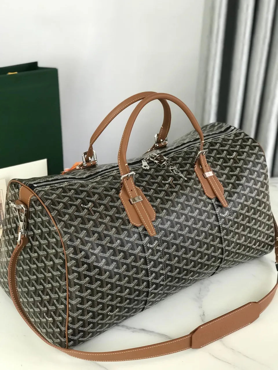 Goyard Brown Monogram Duffel - Hình 3