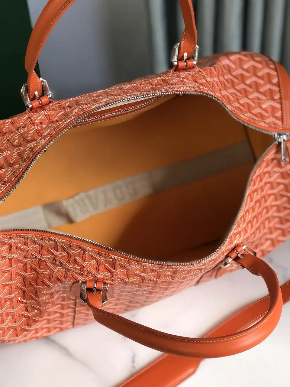 Goyard Orange Boston Bag - Hình 7