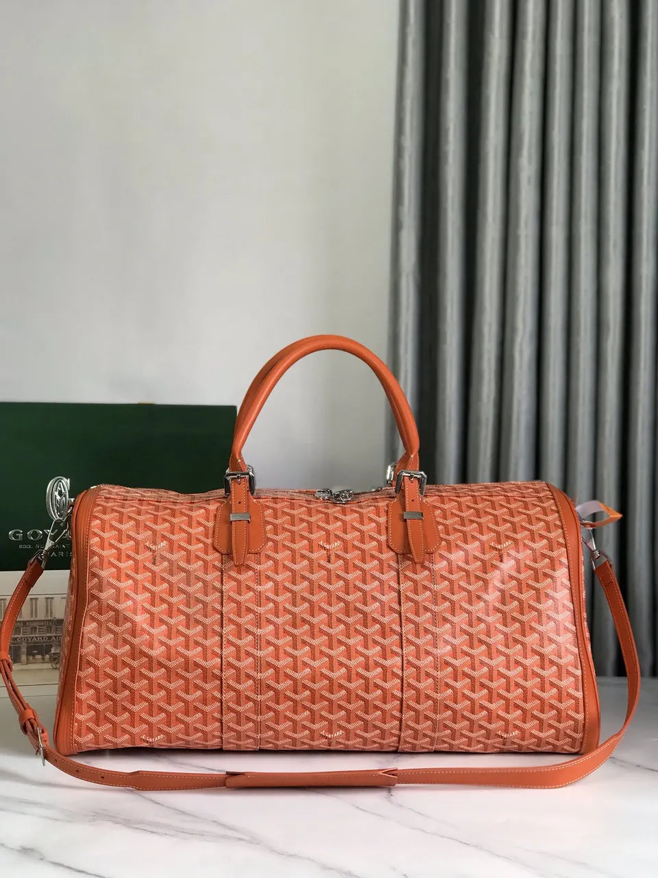 Goyard Orange Boston Bag