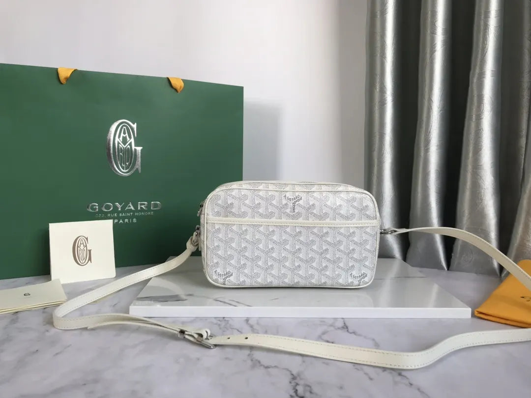 signature Goyard White Camera Bag