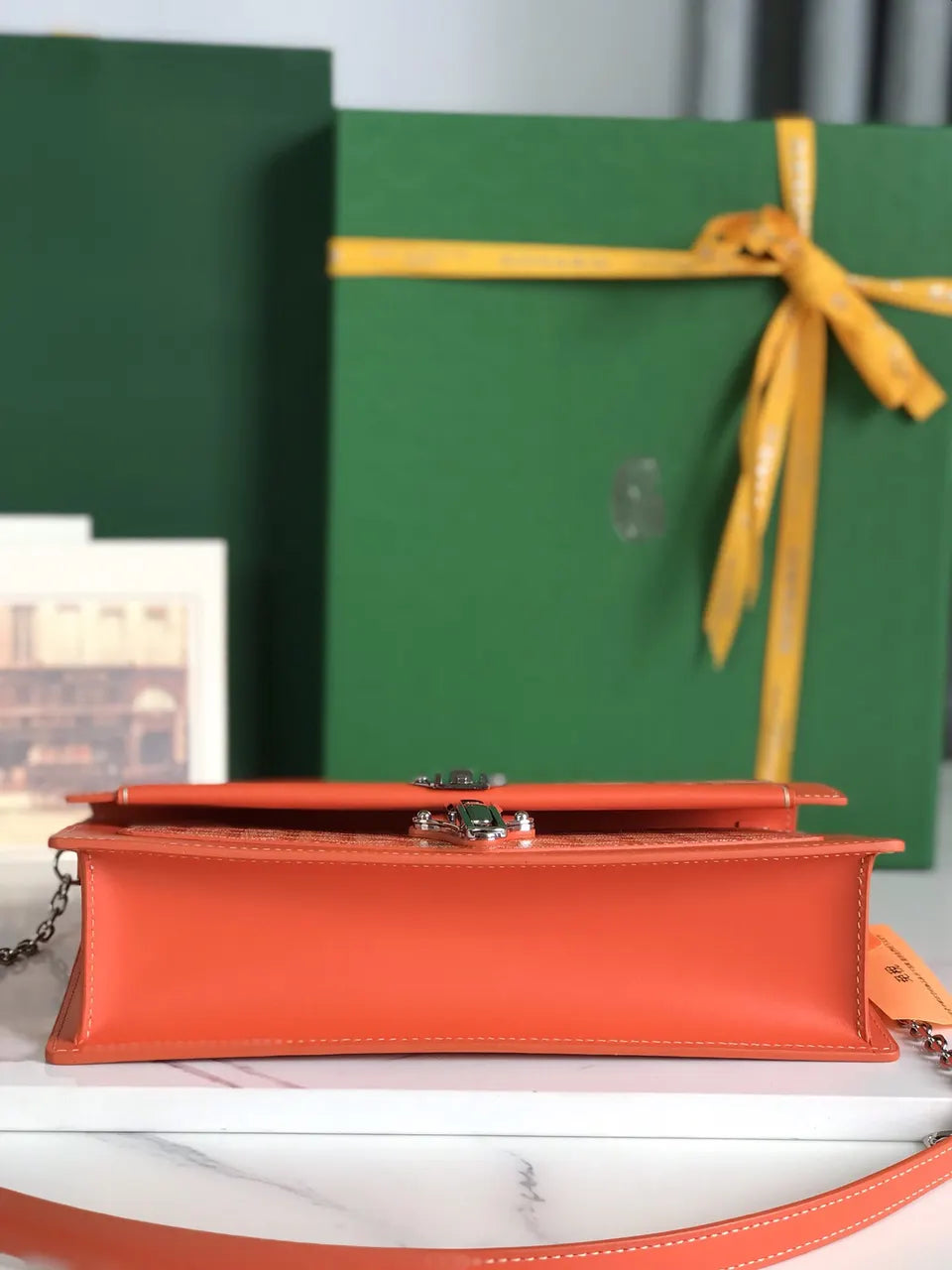 Goyard Orange Chain Wallet - Hình 4