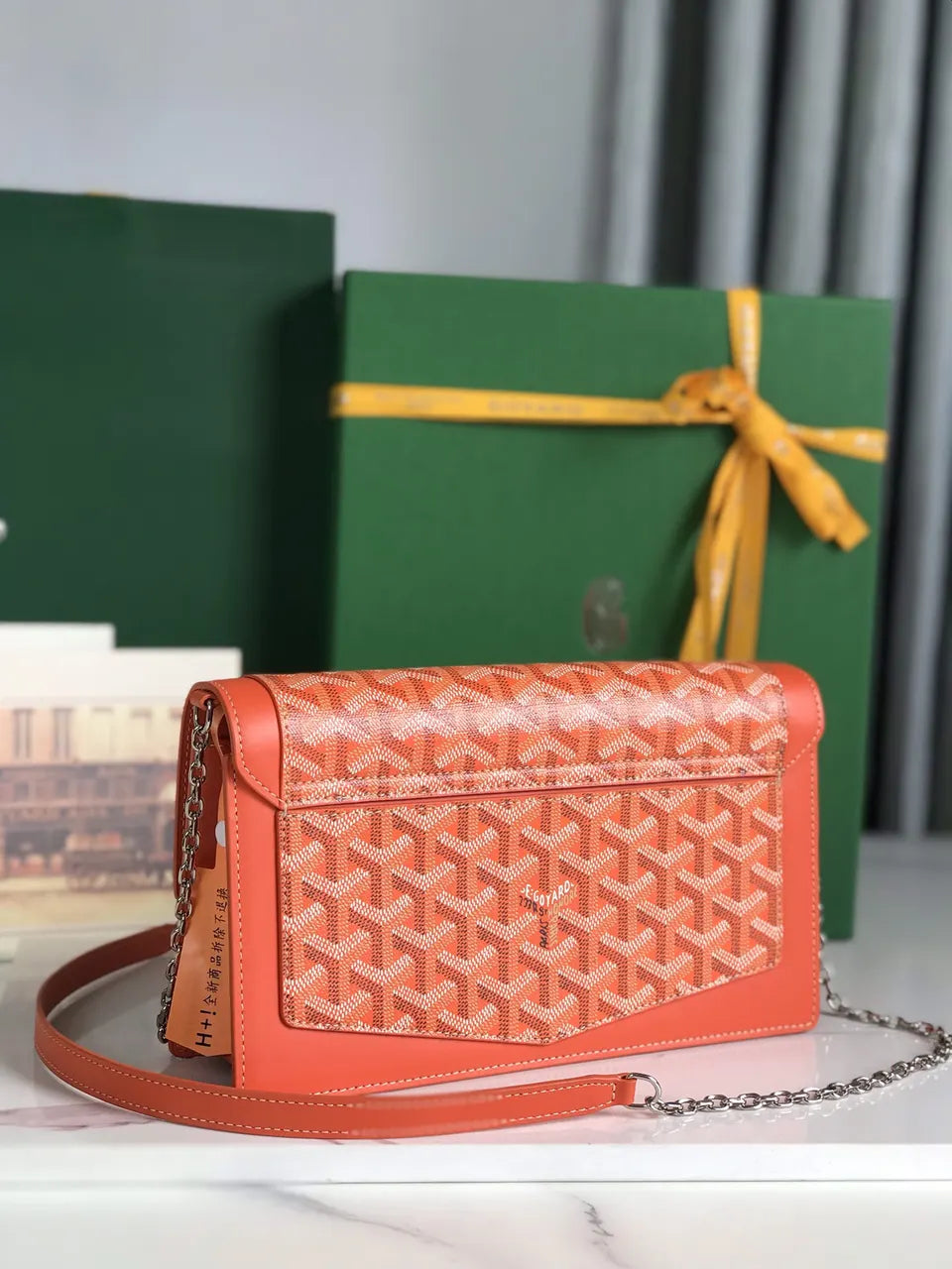 Goyard Orange Chain Wallet - Hình 2