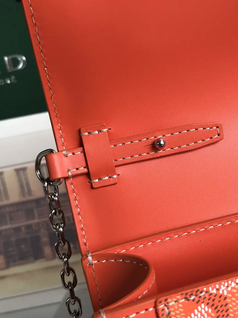 Goyard Orange Chain Wallet - Hình 8