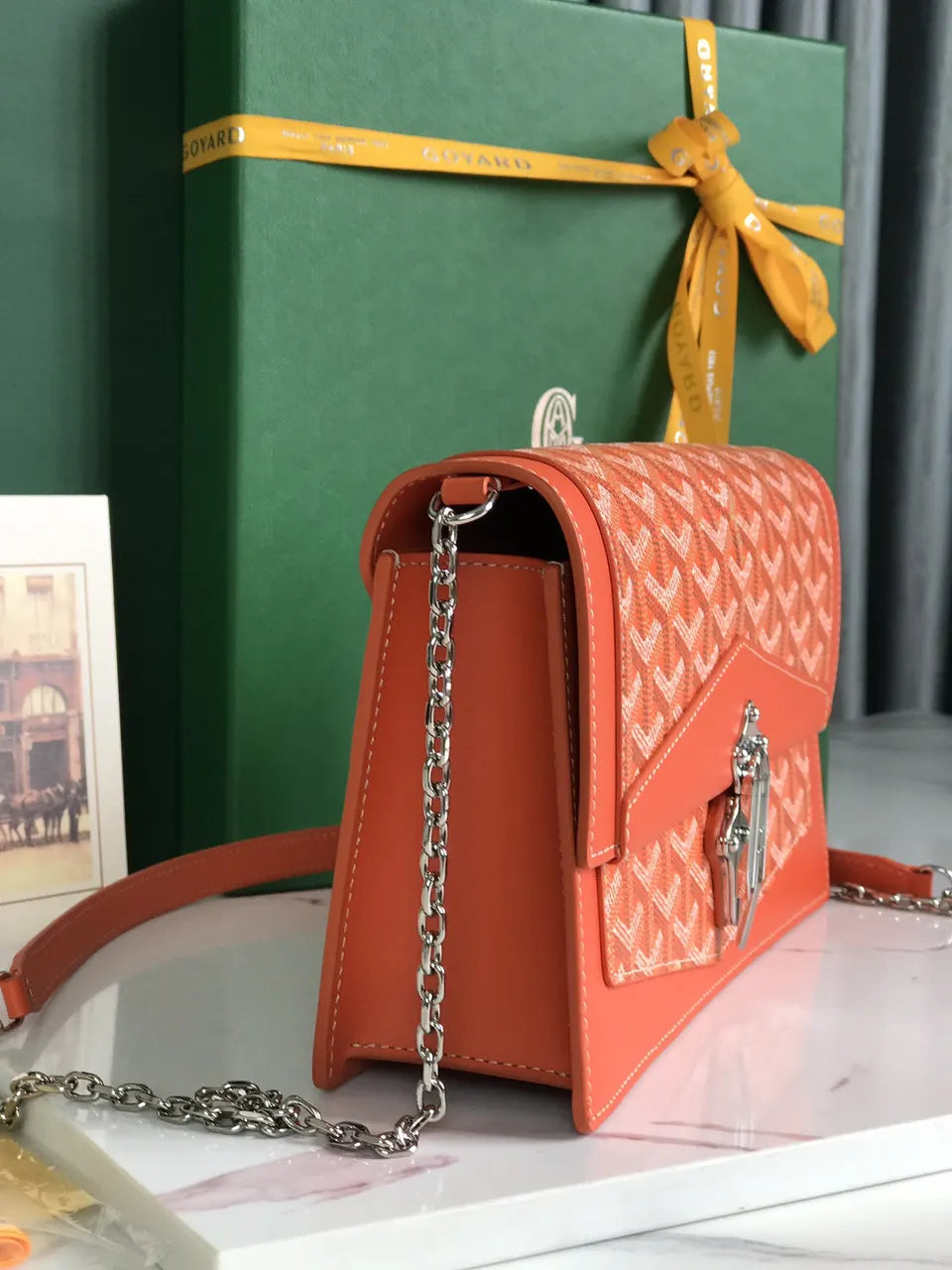 Goyard Orange Chain Wallet - Hình 3