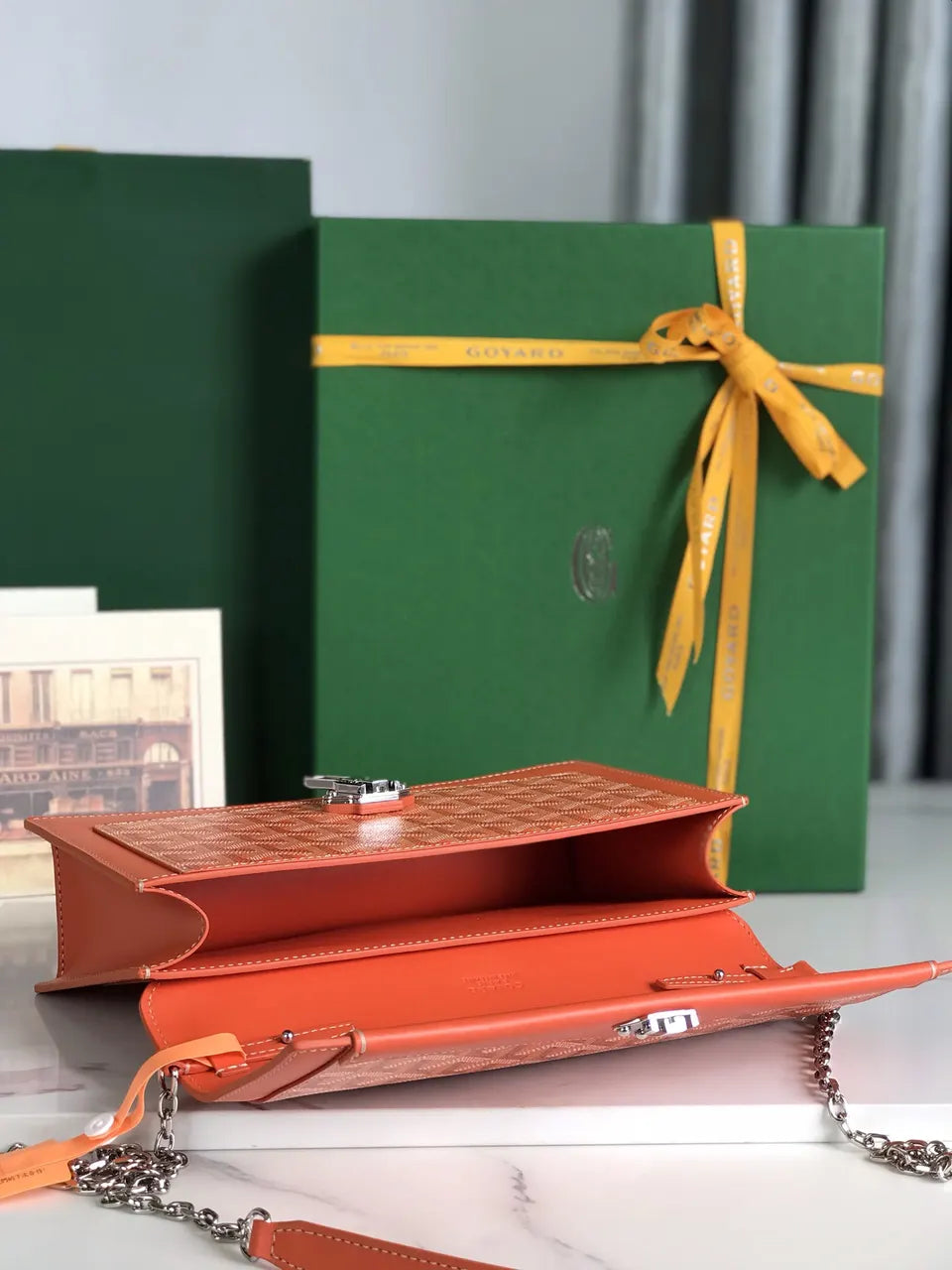 Goyard Orange Chain Wallet - Hình 9