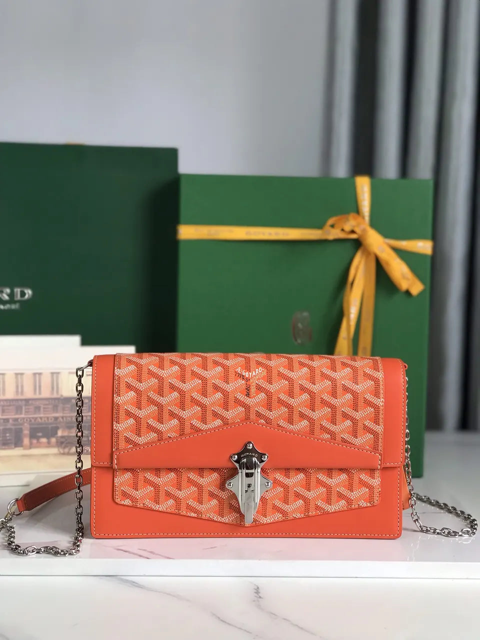 Goyard Orange Chain Wallet