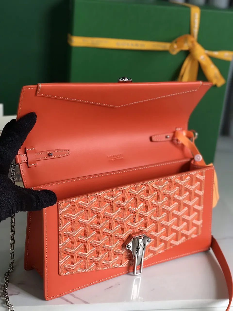 Goyard Orange Chain Wallet - Hình 6