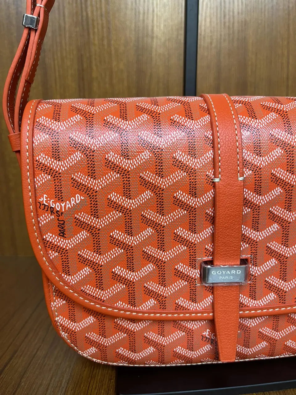 Goyard Orange Goyardine Saddle Bag - Hình 5