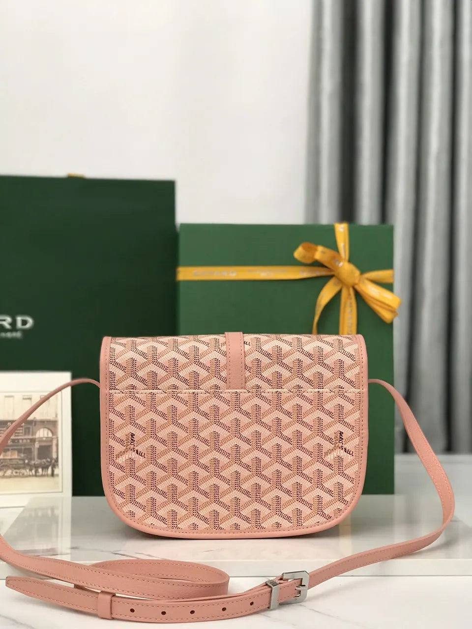 Goyard Rose Salmon Besace - Hình 5