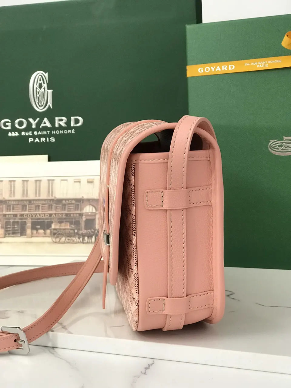 Goyard Rose Salmon Besace - Hình 3