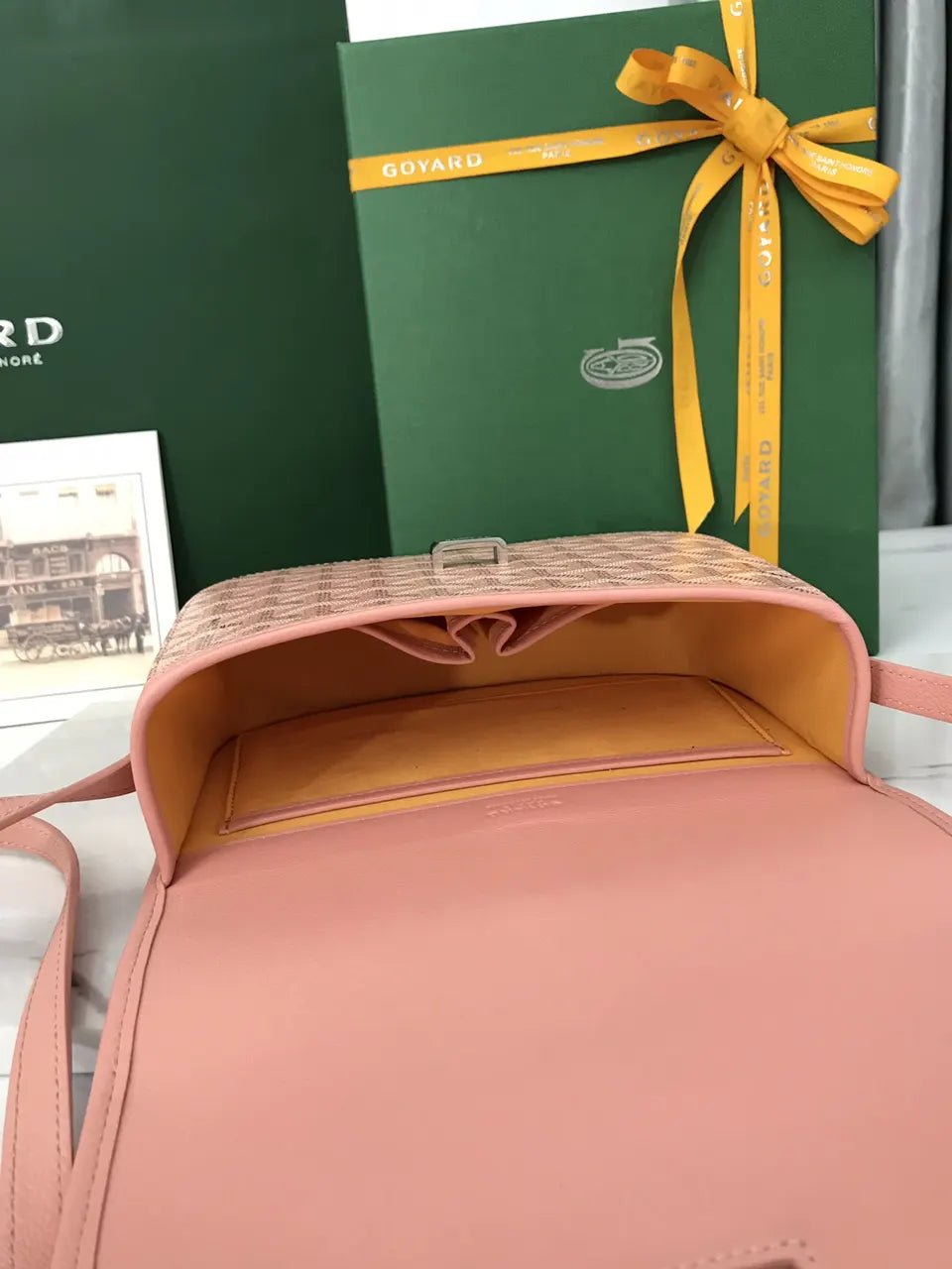 Goyard Rose Salmon Besace - Hình 6