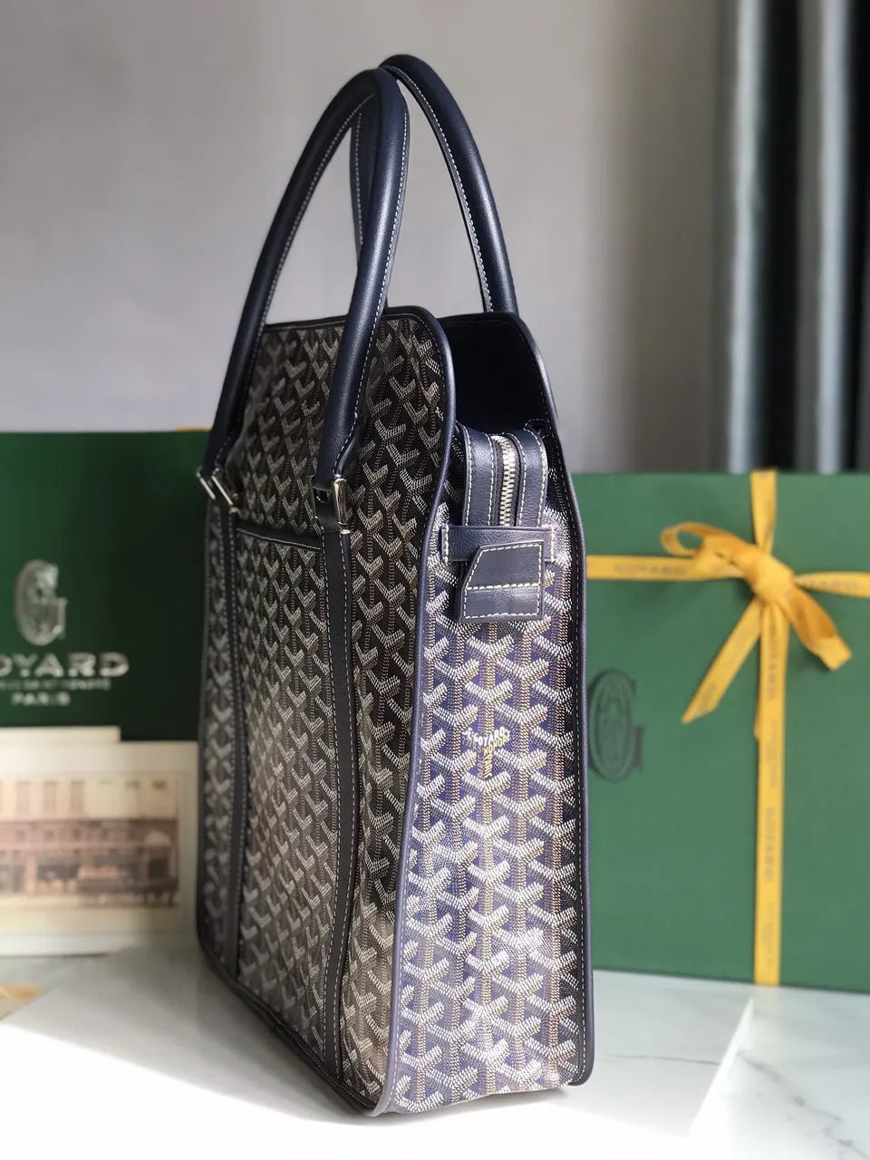 Goyard Blue Navy Cabas Tote - Hình 2