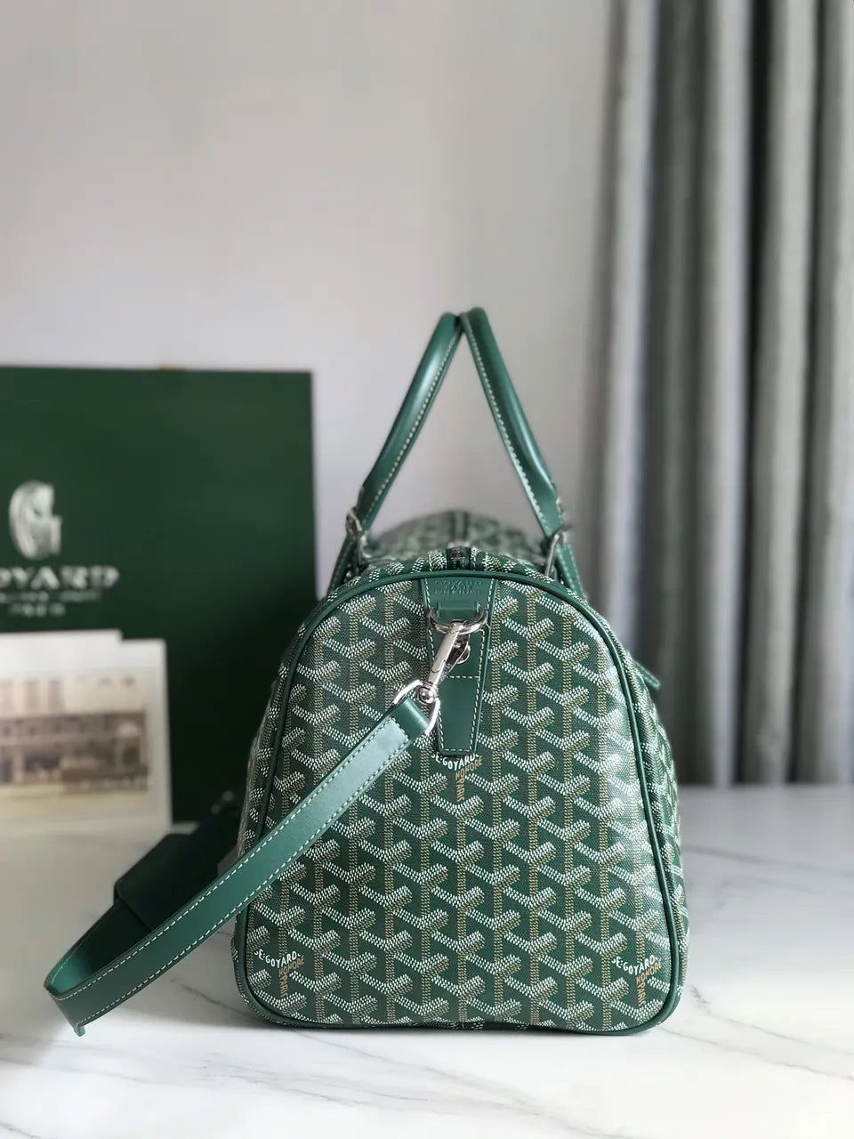 Goyard Green Canvas Duffle Bag - Hình 3