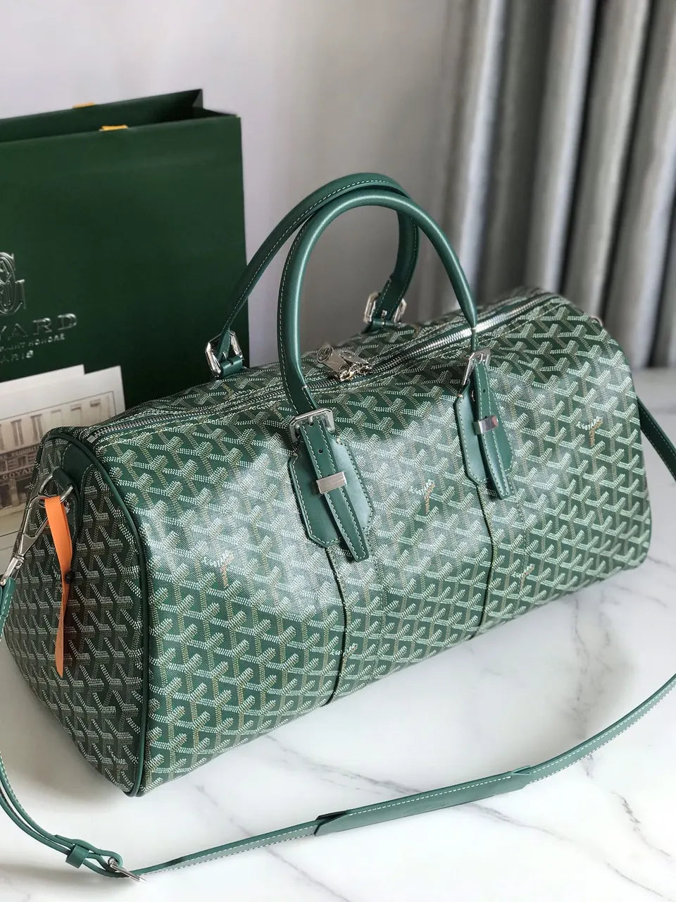 Goyard Green Canvas Duffle Bag - Hình 9