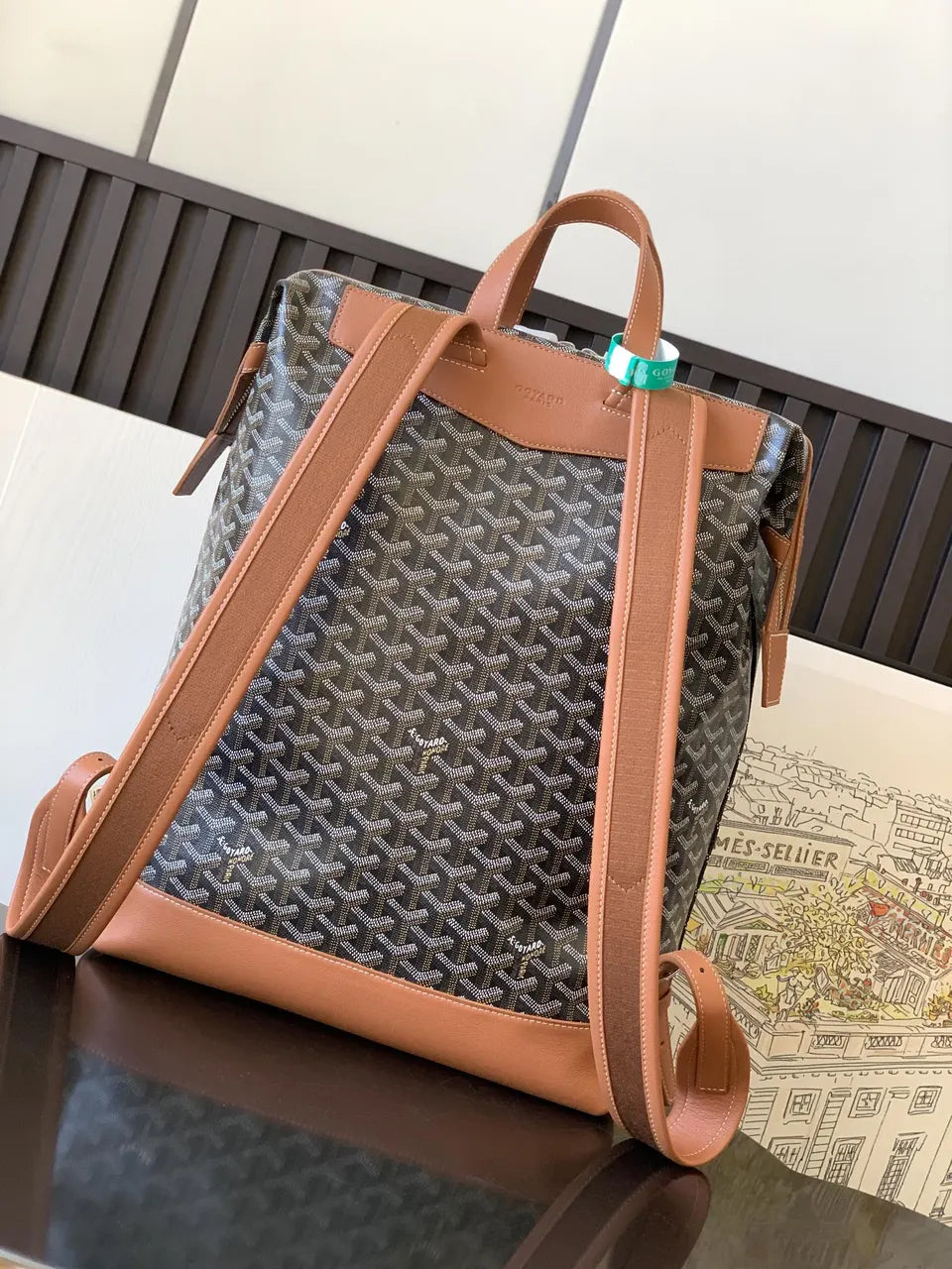 tan Goyard Brown Goyardine Backpack - Hình 2