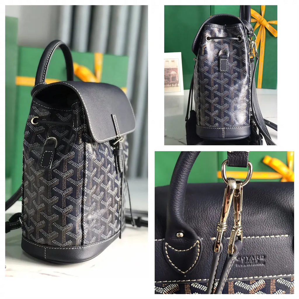 structured Goyard Navy Alpin Backpack - Hình 9