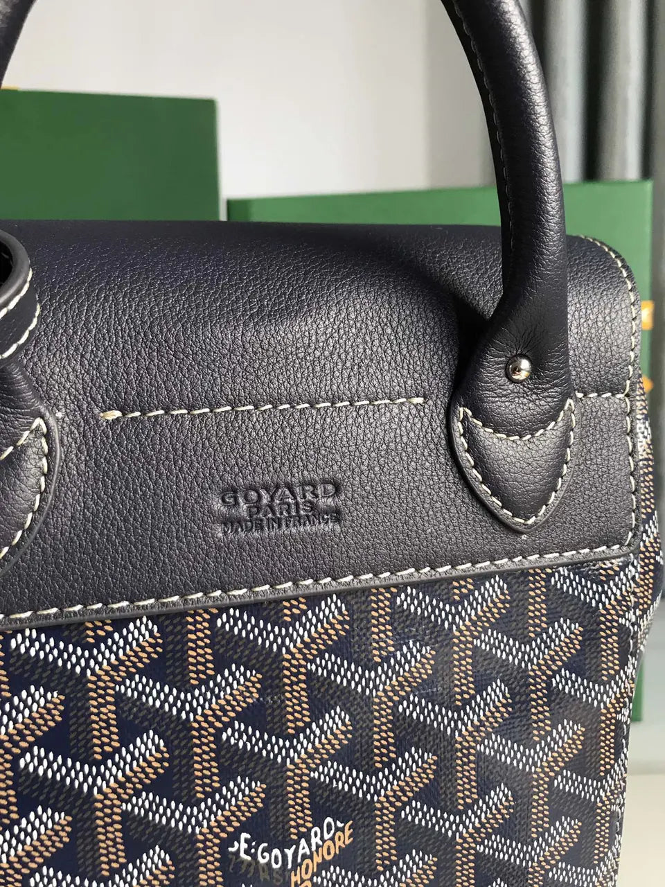structured Goyard Navy Alpin Backpack - Hình 3