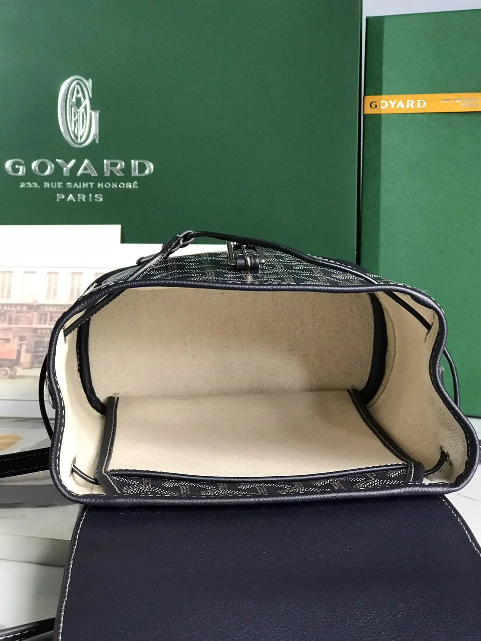 structured Goyard Navy Alpin Backpack - Hình 5