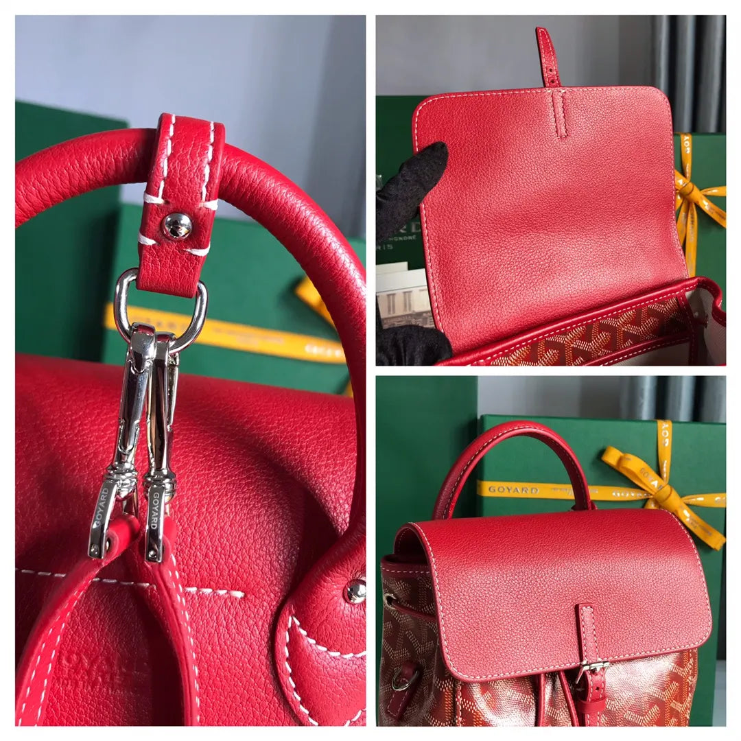 Goyard Red Leather Backpack - Hình 9