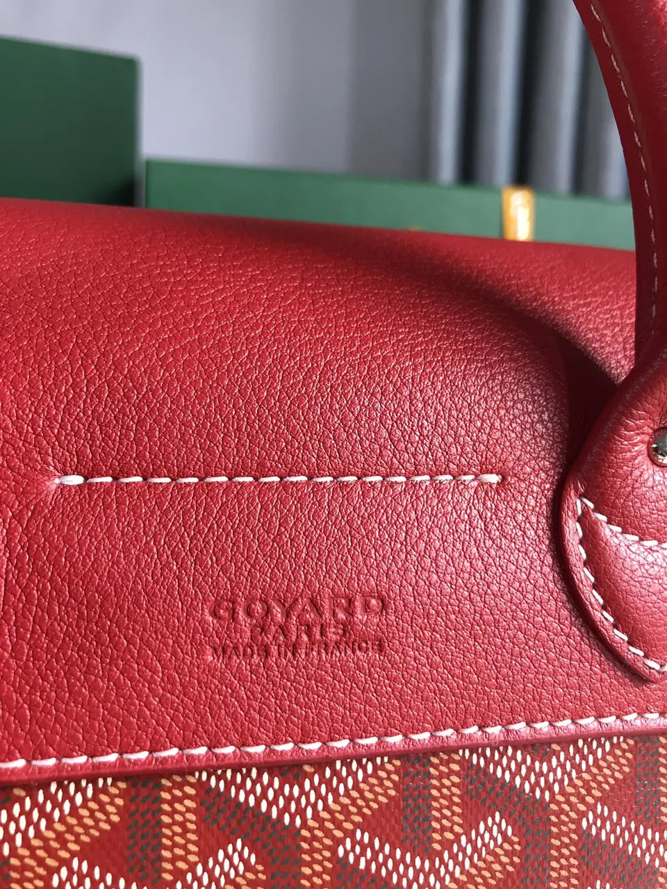 Goyard Red Leather Backpack - Hình 5