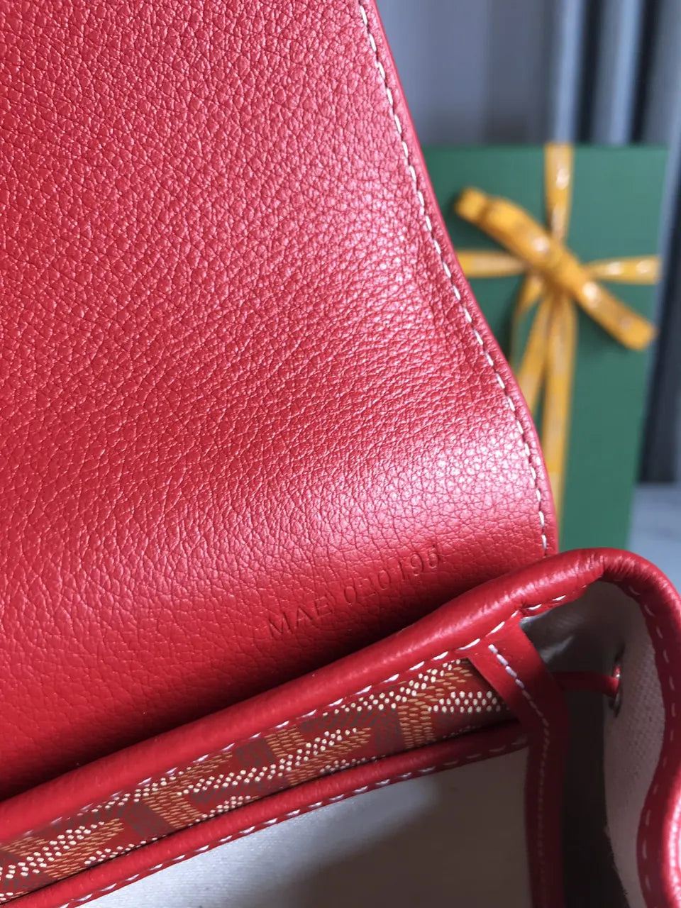 Goyard Red Leather Backpack - Hình 7