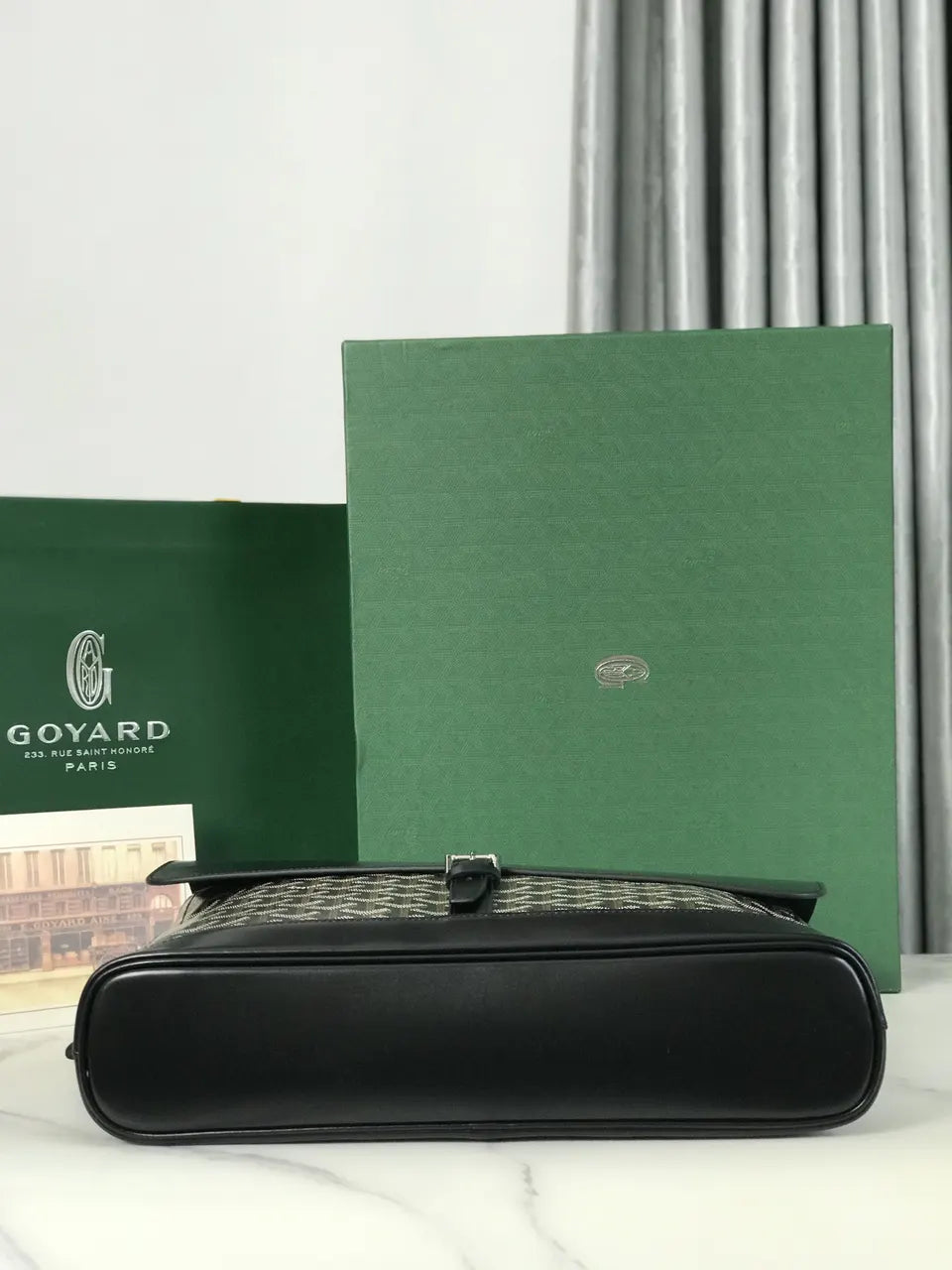 signature Goyard Black Leather Briefcase - Hình 5