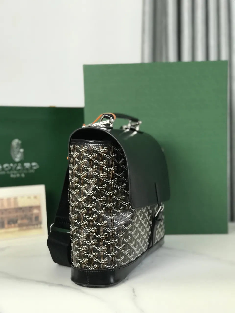 signature Goyard Black Leather Briefcase - Hình 4