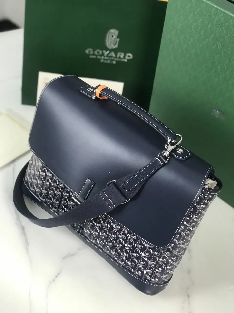 Goyard Navy Blue Cartable - Hình 2