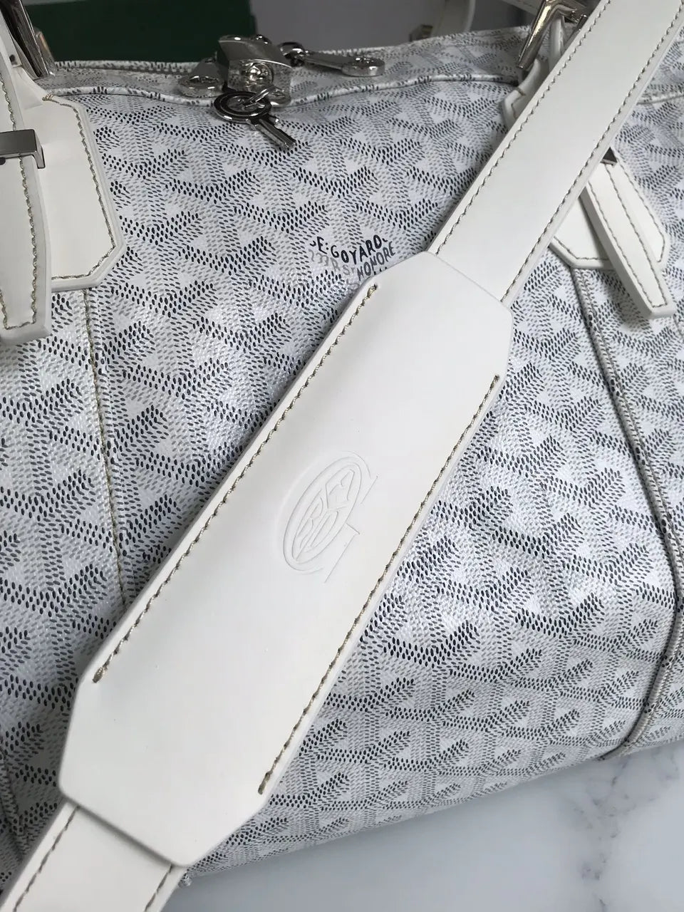 Goyard White Leather Duffel - Hình 6