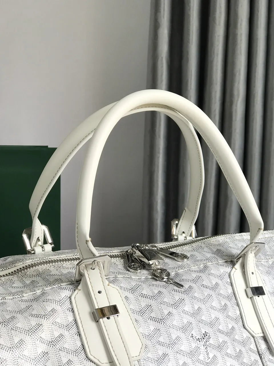 Goyard White Leather Duffel - Hình 4