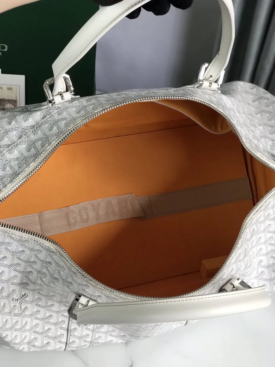 Goyard White Leather Duffel - Hình 8