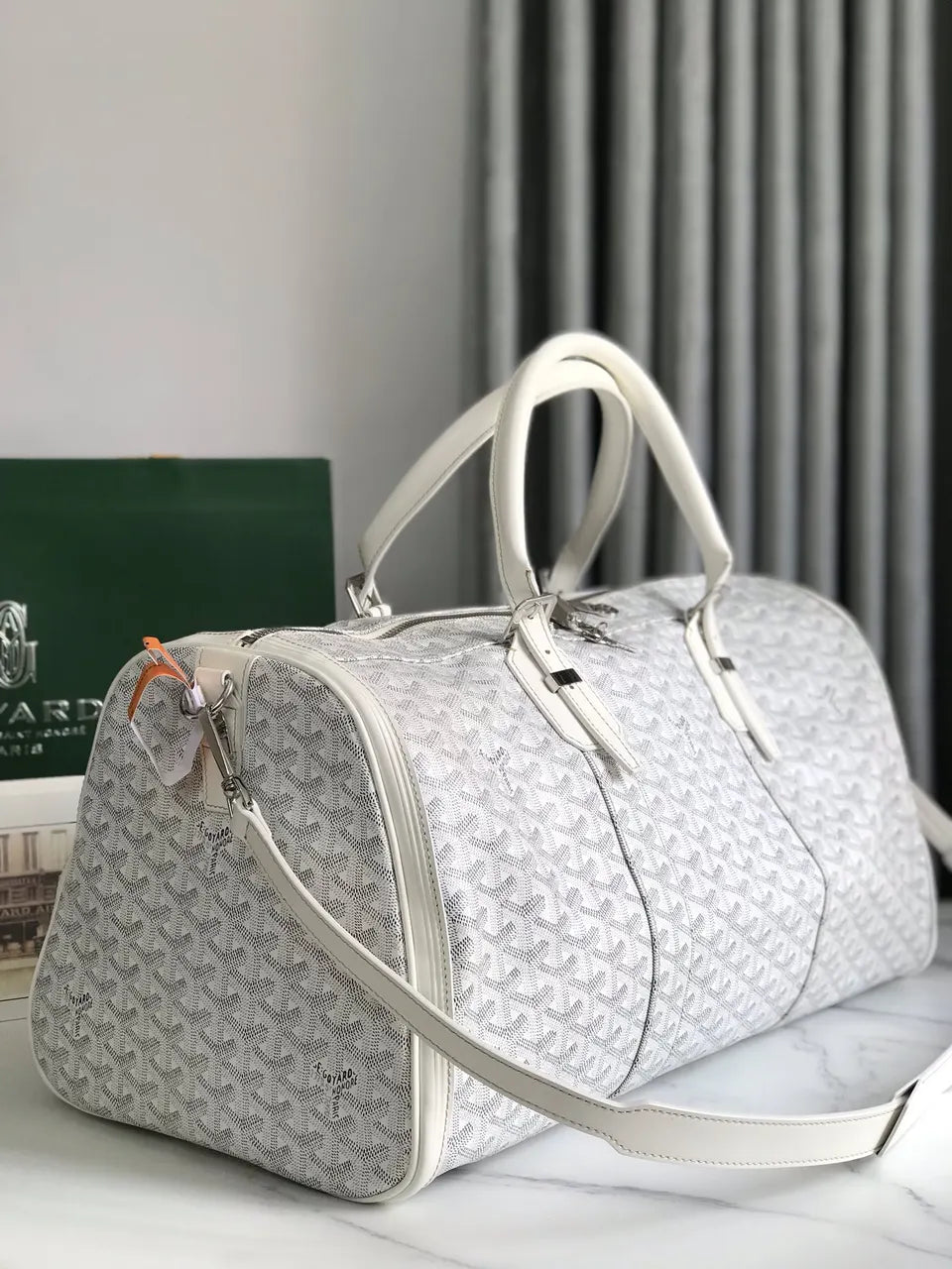 Goyard White Leather Duffel - Hình 2