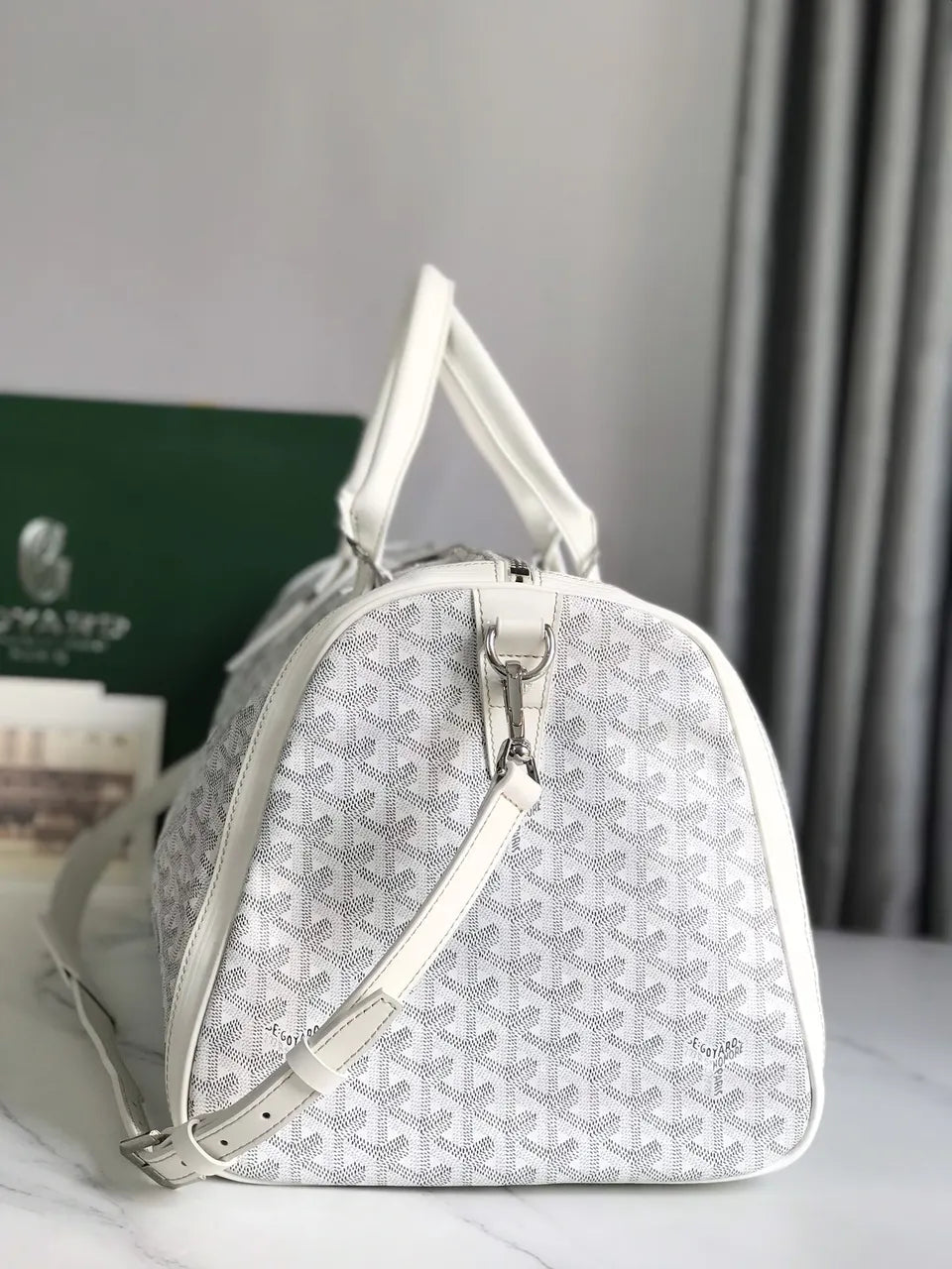 Goyard White Leather Duffel - Hình 3